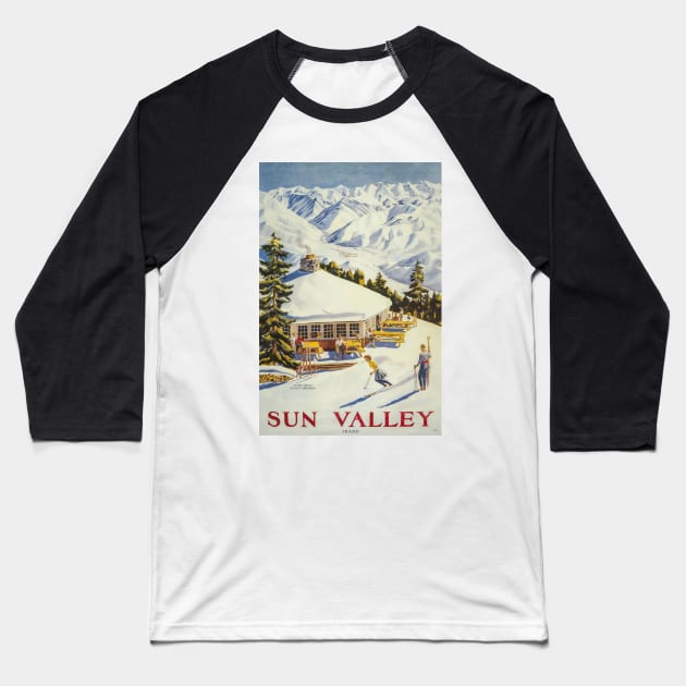 Sun Valley, Ski Poster Baseball T-Shirt by BokeeLee